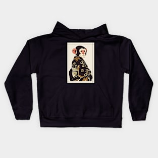 Monkey japanese with kimono vintage Kids Hoodie